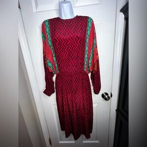 Vtg Maggy London By Jeannene Booher Women’s 6 100% Silk Pink Midi Dress S